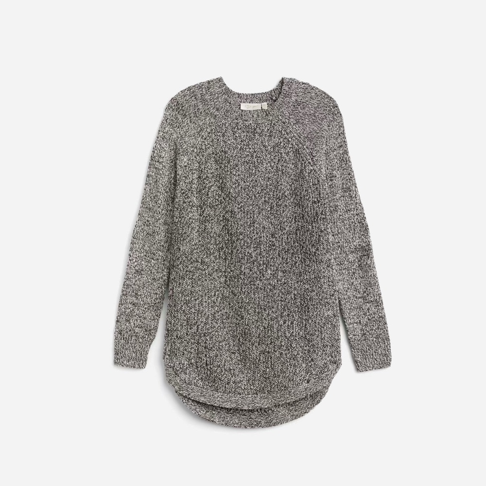 NWT Black and white marled tunic sweater, scallop hem